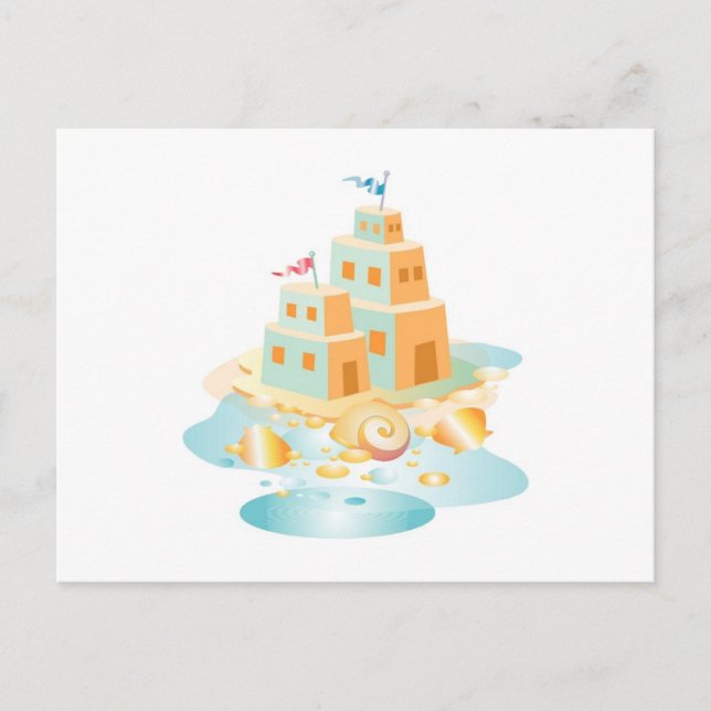 Sandcastle Beach Wedding Theme Save The Date Cards (Front)