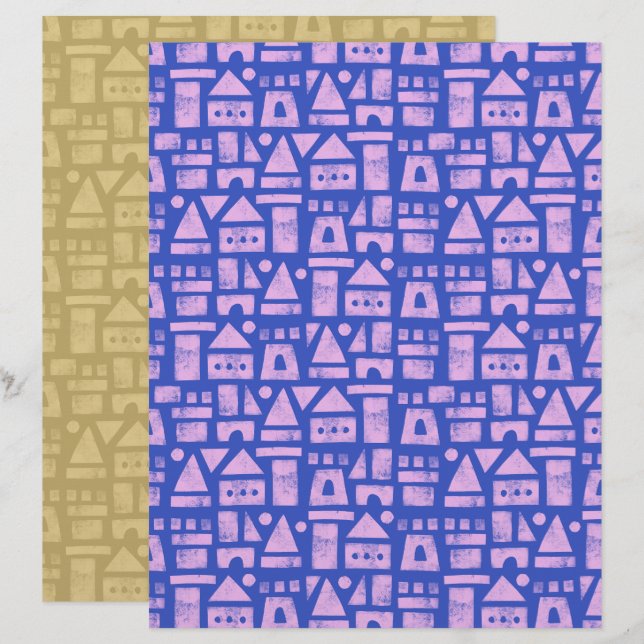 Sandcastle Blue Scrapbook Paper (Front/Back)