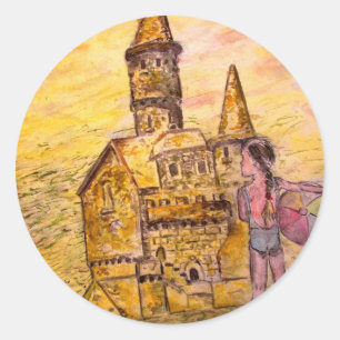 sandcastle classic round sticker