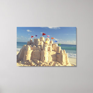 Sandcastle On Beach Canvas Print