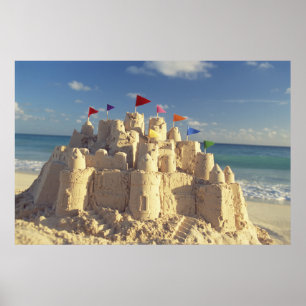 Sandcastle On Beach Poster