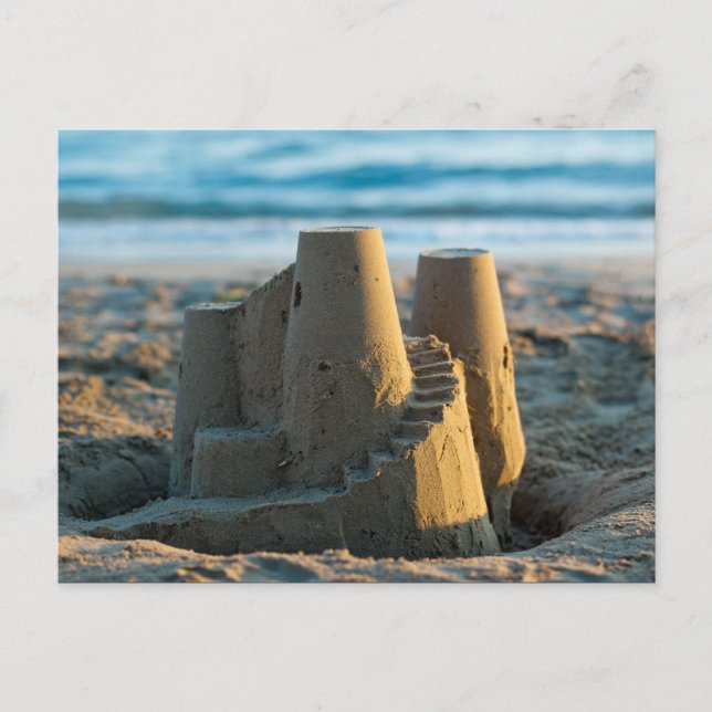   Sandcastle On The Beach Cute Fun Nautical Summer Postcard (Front)