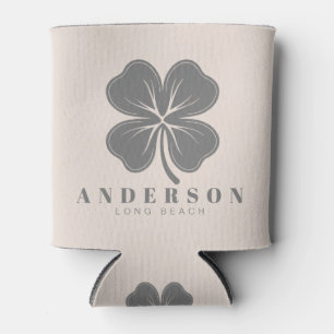 Sandcastle Pink Four Leaf Clover with Name Can Cooler