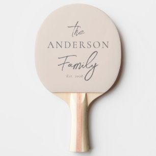 Sandcastle Pink Hand Written Family Name Ping Pong Paddle