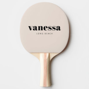 Sandcastle Pink Minimal Modern Classic Name Ping Pong Paddle