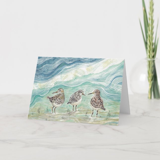 Sanderlings on the beach - blank greeting card (Front)