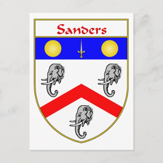 Sanders Coat of Arms/Family Crest Postcard (Front)