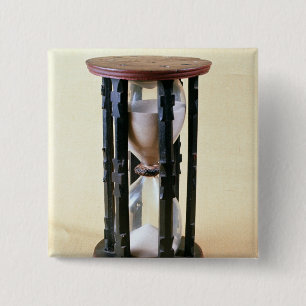 Sandglass, 17th century 15 cm square badge