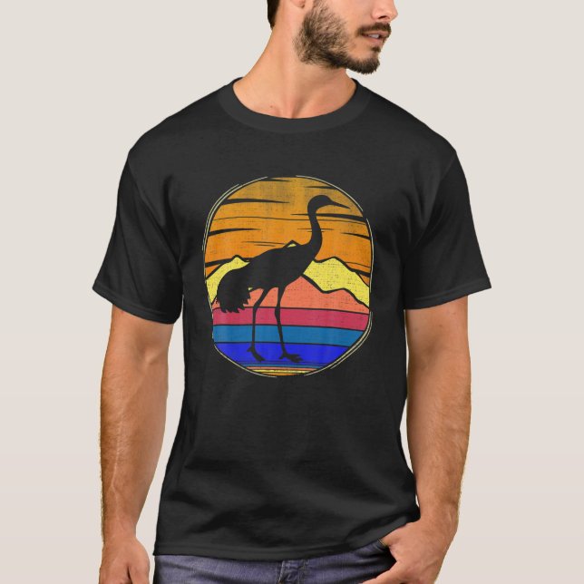 Sandhill Crane Bird Retro Sunset Animal Birds Love T-Shirt (Front)