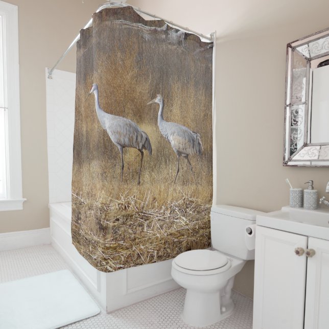 Sandhill Crane Bird Wildlife Animal Shower Curtain (In Situ)