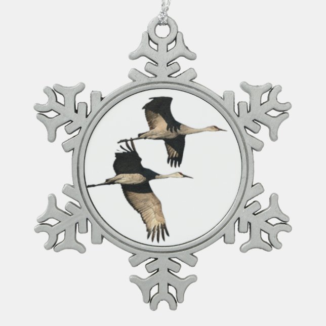 Sandhill Crane Birds Snowflake Ornament (Front)
