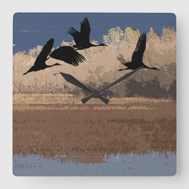 Sandhill Crane Birds Wildlife Animals Clock (Front)