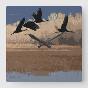 Sandhill Crane Birds Wildlife Animals Clock
