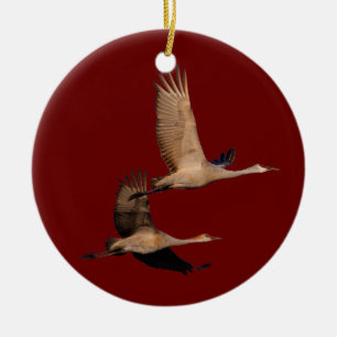sandhill crane couple ceramic tree decoration