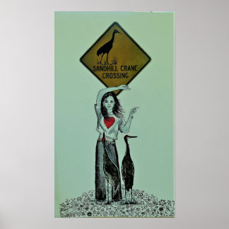 Sandhill Crane Crossing Poster