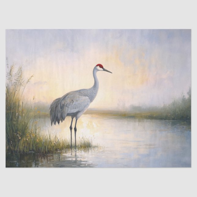 Sandhill Crane in the Morning Light Decoupage Tissue Paper (Front)