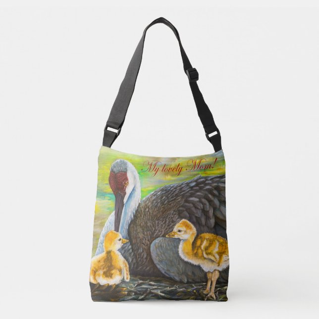 Sandhill crane Mother's Love Crossbody Bag (Front)