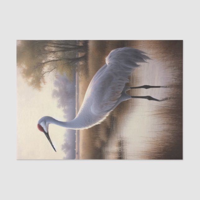 Sandhill Crane Oil Painting Decoupage Tissue Paper (Front)