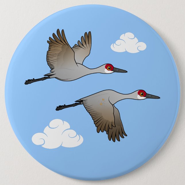 Sandhill Cranes in Flight 6 Cm Round Badge (Front)