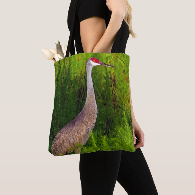 Sandhill Cranes in the Air and on the Ground Tote Bag (Close Up)