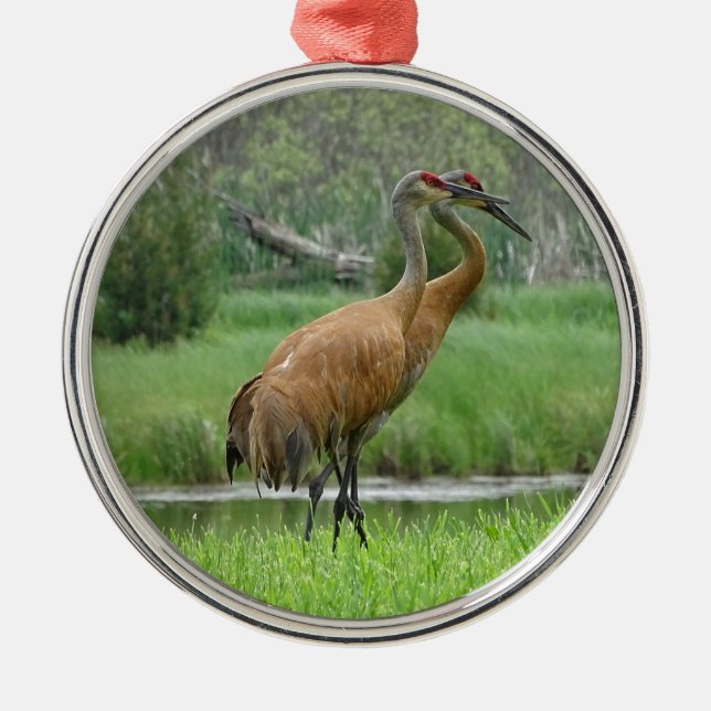 Sandhill Cranes Metal Tree Decoration (Front)