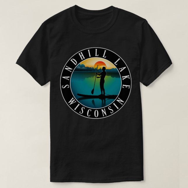 Sandhill Lake Wisconsin Paddleboarding T-Shirt (Design Front)