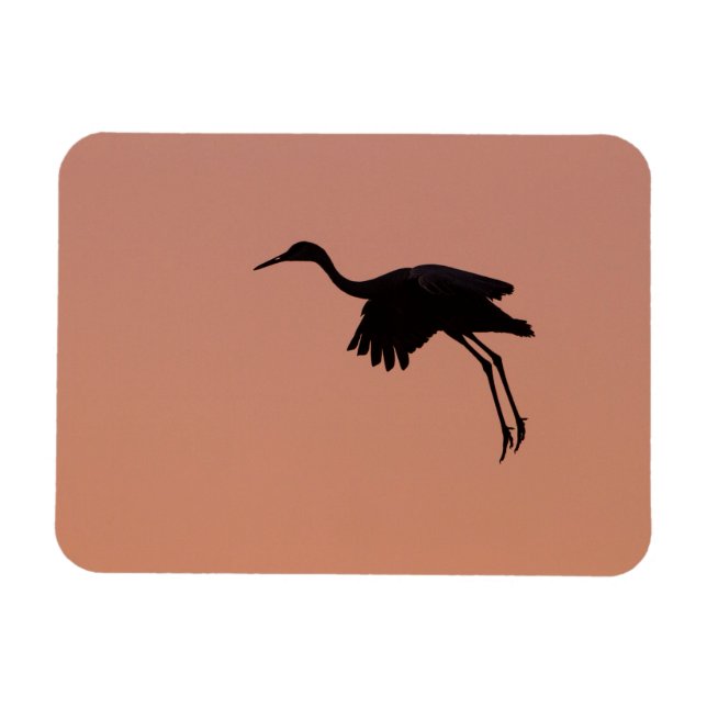 Sandhill silhouette on a pink sunset sky magnet (Horizontal)