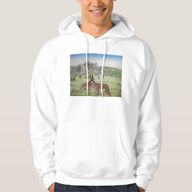 Sandhills Pronghorn Antelope Wildlife Art Hoodie (Front)