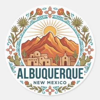 Sandia Mountains and Albuquerque USA Classic Round Sticker