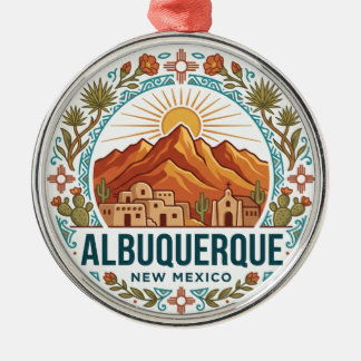 Sandia Mountains and Albuquerque USA Metal Tree Decoration