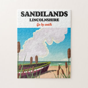 Sandilands Lincolnshire beach travel poster Jigsaw Puzzle