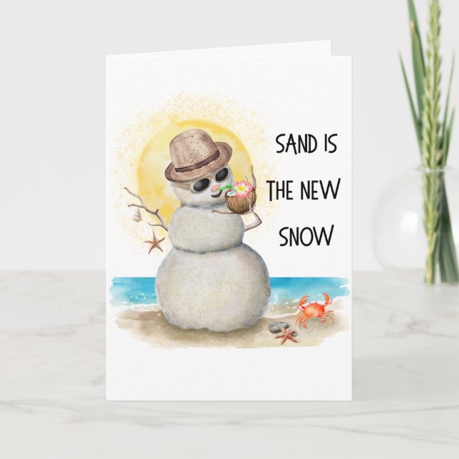 Sandman Tropical Beach Christmas Holiday Card (Front)