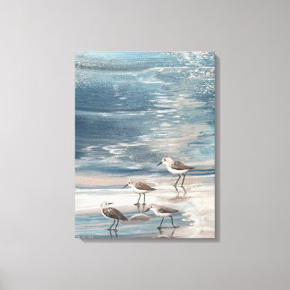 Sandpiper beach birds ocean coastal canvas print