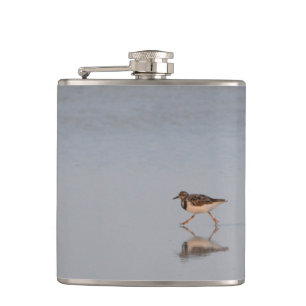 Sandpiper Bird Beach Nature Wildlife Photography Hip Flask