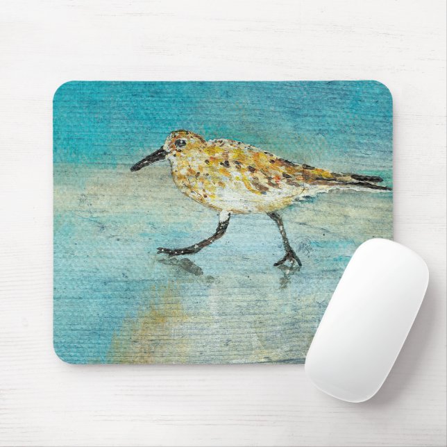 Sandpiper Coastal Bird Wading Ocean Beach Mouse Mat (With Mouse)
