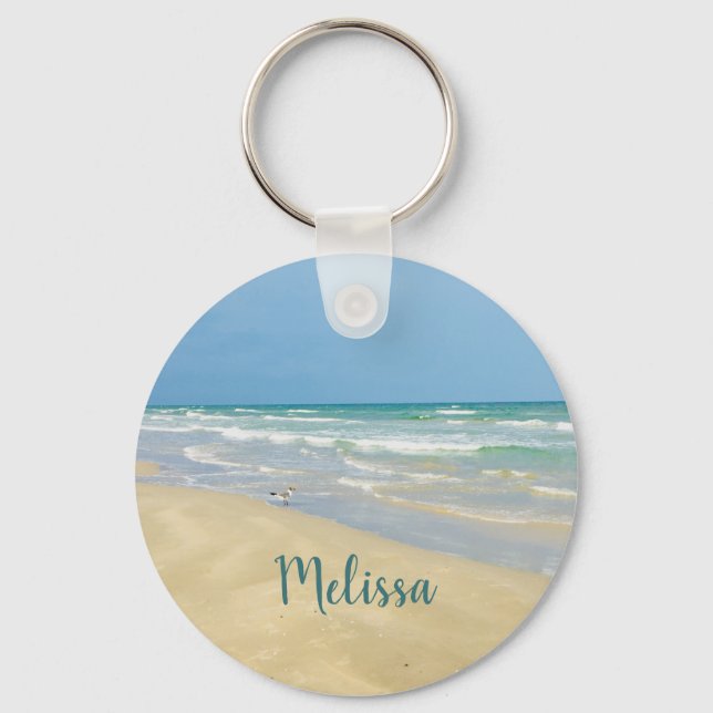 Sandpiper on the Seashore | Beautiful Beach Key Ring (Front)