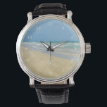 Sandpiper on the Seashore | Beautiful Beach Photo Watch<br><div class="desc">This beautiful seaside watch is perfect to decorate a cute beach house. Light blue green waves roll up on a gorgeous beach under a pretty blue sky. I love the coast and relaxing in my beach home. There's nothing more peaceful than a sunny day at the beach.</div>