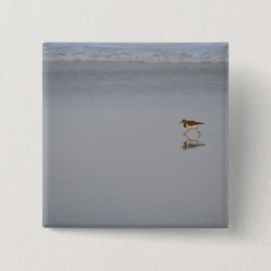 Sandpiper Running Along The Beach 15 Cm Square Badge