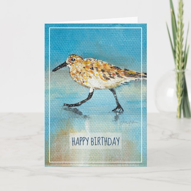 Sandpiper Shorebird Coastal Beach Happy Birthday C Card (Front)