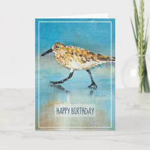 Sandpiper Shorebird Coastal Beach Happy Birthday C Card
