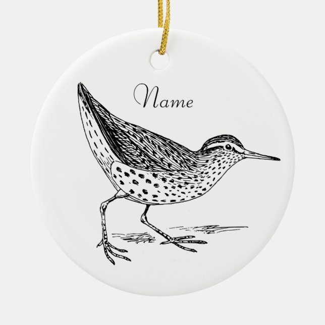 Sandpiper Shorebird Thunder_Cove Ceramic Tree Decoration (Front)