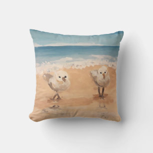 Sandpipers by the Sea Shore  Outdoor Pillow