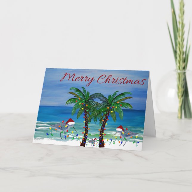 Sandpipers Christmas Holiday greeting cards. Thank You Card (Front)
