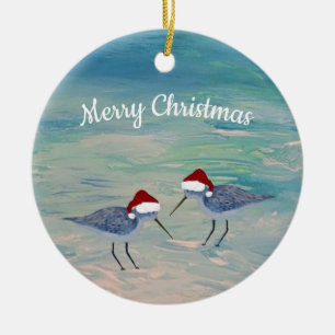 Sandpipers coastal birds tree ornaments. ceramic tree decoration