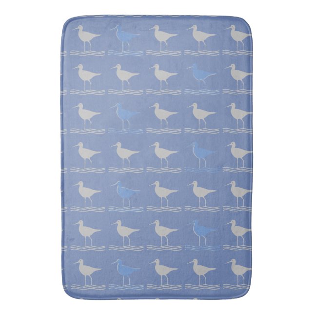 Sandpipers Long Legged Birds Blue Grey Bath Mat (Front Vertical)