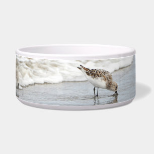 Sandpipers on the Beach Photo Ceramic Pet Bowl