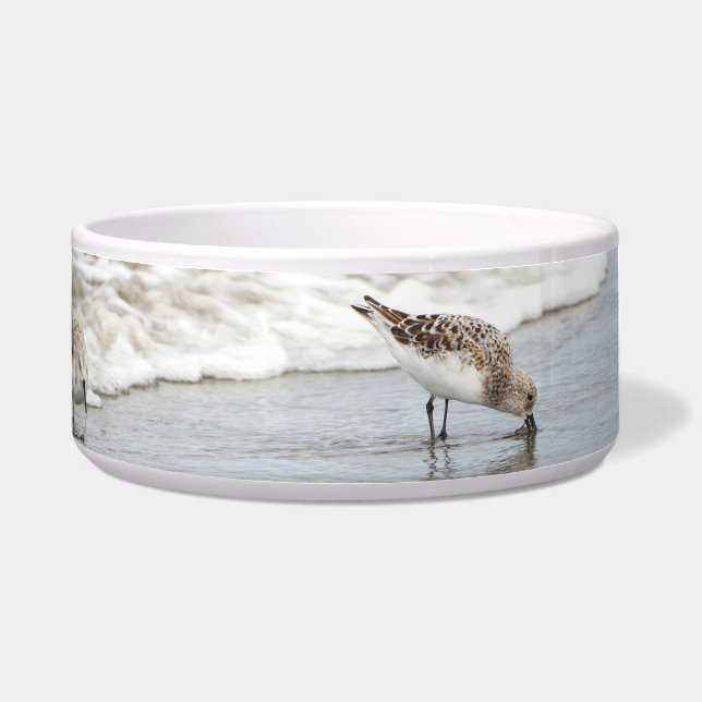 Sandpipers on the Beach Photo Ceramic Pet Bowl (Front)