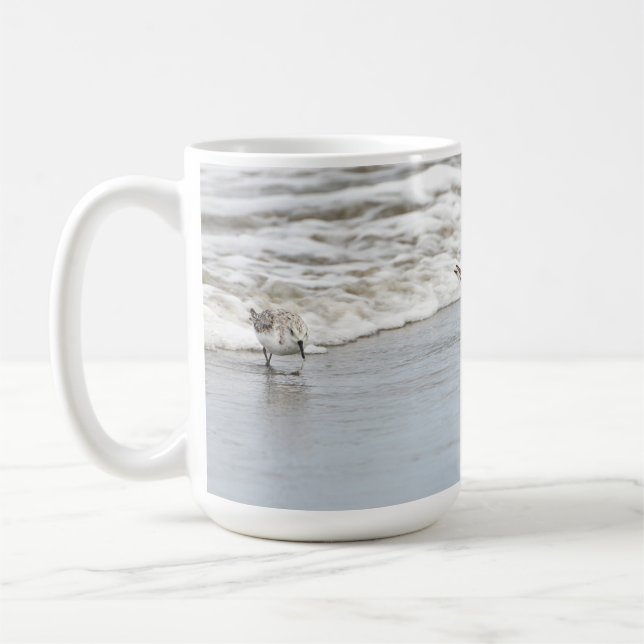 Sandpipers on the Beach Photo Coffee Mug (Left)