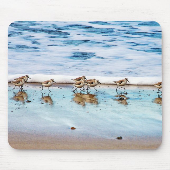 Sandpipers Running Along The Beach Mouse Mat (Front)