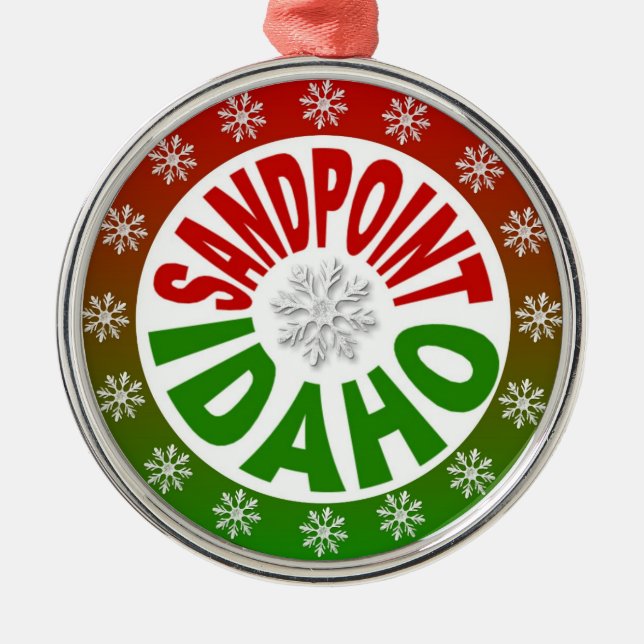 Sandpoint Idaho red green ornament (Front)